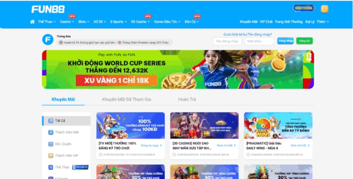 nhà cái tặng tiền Fun88